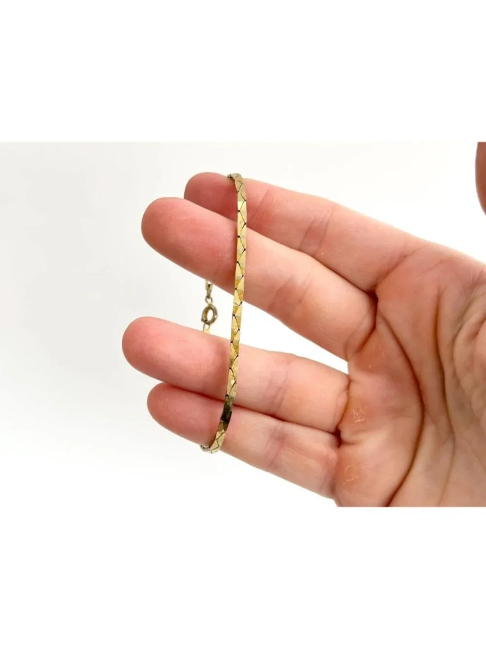 Gold Toned Cobra Chain Minimalist 80's Vintage Bracelet